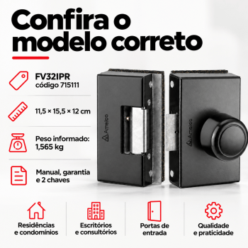 FECHADURA ELETRONICA PARA PORTA DE VIDRO AMELCO FV-32IPR