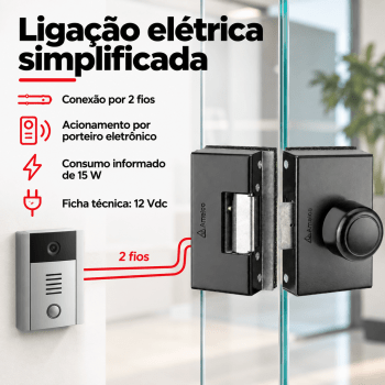 FECHADURA ELETRONICA PARA PORTA DE VIDRO AMELCO FV-32IPR