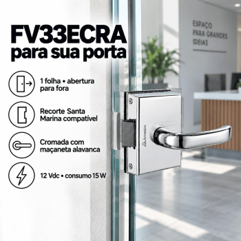 FECHADURA ELETRONICA PARA PORTA DE VIDRO AMELCO FV-33ECRA
