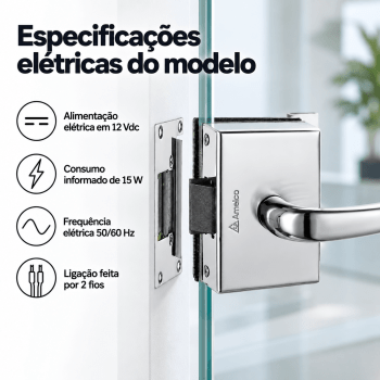 FECHADURA ELETRONICA PARA PORTA DE VIDRO AMELCO FV-33ECRA