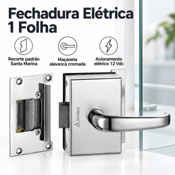 FECHADURA ELETRONICA PARA PORTA DE VIDRO AMELCO FV-33ECRA