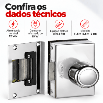 FECHADURA ELETRONICA PARA PORTA DE VIDRO AMELCO FV-33ICR