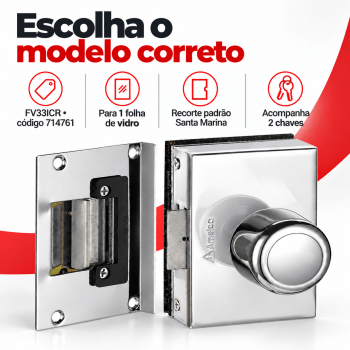 FECHADURA ELETRONICA PARA PORTA DE VIDRO AMELCO FV-33ICR