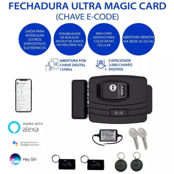 FECHADURA ELETRÔNICA PORTÃO ULTRA MAGIC CARD WI-FI APP AGL