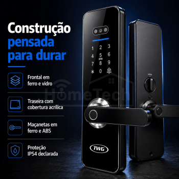 FECHADURA INTELIGENTE COM VIDEO, SENHA, CARTÃO E BIOMETRIA TWG- TW-4040 FE
