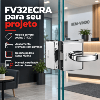 FECHADURA ELETRONICA PARA PORTA DE VIDRO AMELCO FV-32ECRA