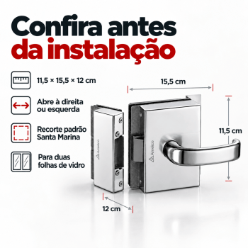FECHADURA ELETRONICA PARA PORTA DE VIDRO AMELCO FV-32ECRA