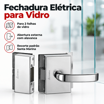 FECHADURA ELETRONICA PARA PORTA DE VIDRO AMELCO FV-32ECRA