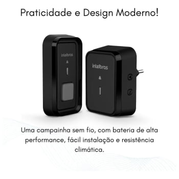 CAMPAINHA SEM FIO INTELBRAS CIB 101 PRETA