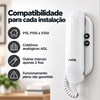 INTERFONE MONOFONE EXTENSÃO UNIVERSAL COM 2 BOTÕES AGL S100