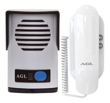 KIT PORTEIRO RESIDENCIAL AGL P-10S + PROTETOR + FECHADURA AL100R AGL