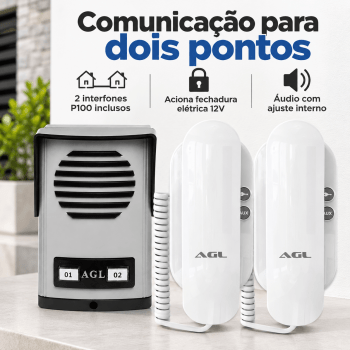 KIT PORTEIRO ELETRÔNICO COLETIVO 2 PONTO AGL