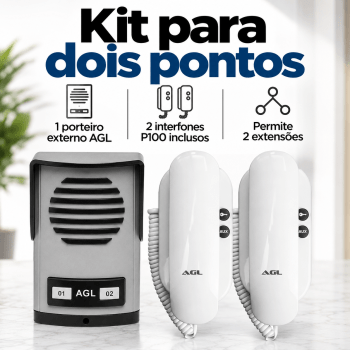 KIT PORTEIRO ELETRÔNICO COLETIVO 2 PONTO AGL