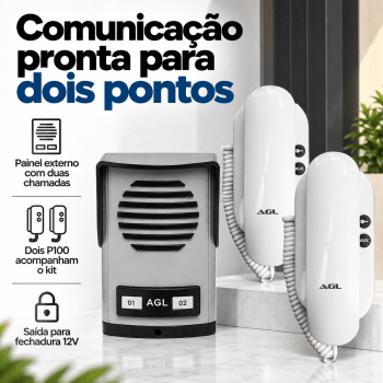 KIT PORTEIRO ELETRÔNICO COLETIVO 2 PONTO AGL