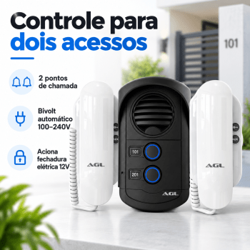 KIT PORTEIRO ELETRÔNICO COLETIVO 2 PONTO S100 SLIM AGL