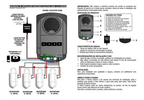 PORTEIRO ELETRÔNICO COLETIVO 12 PONTOS AGL S300