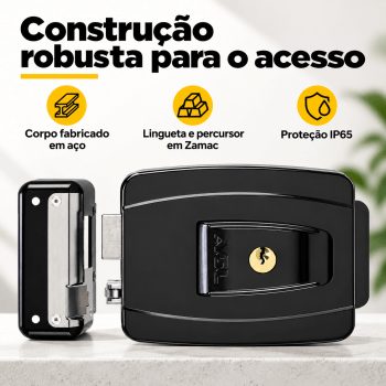 KIT PORTEIRO ELETRÔNICO COLETIVO 4 PONTOS S500 + 4 INTERFONES + 1 FECHADURA + 4 TAG AGL