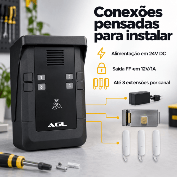 KIT PORTEIRO ELETRÔNICO COLETIVO 4 PONTOS S500 + 4 INTERFONES AGL