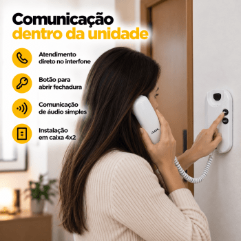 KIT PORTEIRO ELETRÔNICO COLETIVO 6 PONTOS S500 + 6 INTERFONES + 1 FECHADURA + 6 TAG AGL