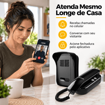 KIT PORTEIRO INTERFONE RESIDENCIAL WIFI AGL P10X WIFI BIVOLT - PRETO