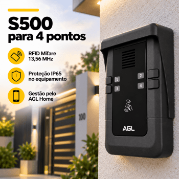 PORTEIRO ELETRÔNICO COLETIVO 4 PONTOS COM RFID S500 AGL