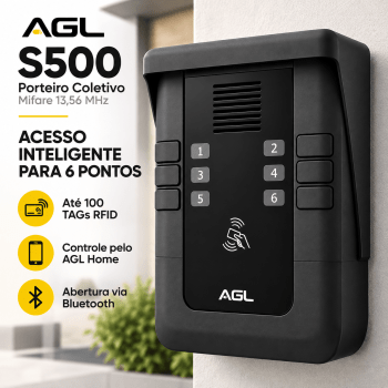 PORTEIRO ELETRÔNICO COLETIVO 6 PONTOS COM RFID S500 AGL
