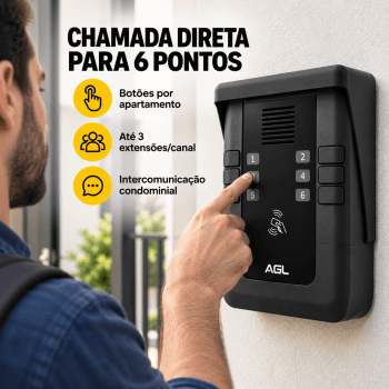 PORTEIRO ELETRÔNICO COLETIVO 6 PONTOS COM RFID S500 AGL