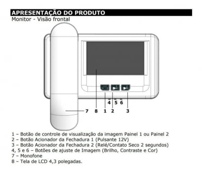 VIDEO PORTEIRO RESIDENCIAL AGL VP4 COLOR