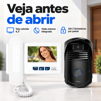 VIDEO PORTEIRO RESIDENCIAL AGL VP4 COLOR