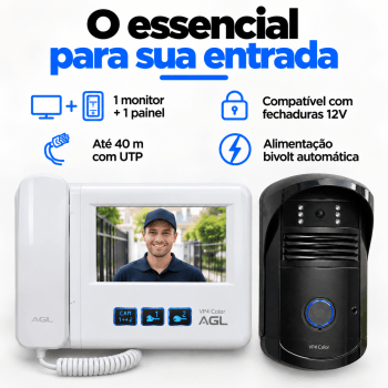 VIDEO PORTEIRO RESIDENCIAL AGL VP4 COLOR